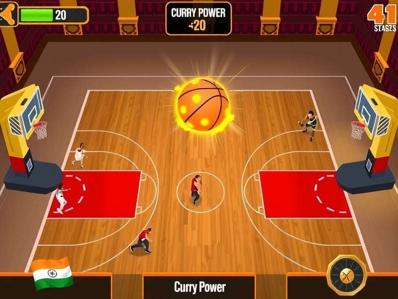 Basket Blitz Curry Dunkers gameplay screenshot showing basketball court with Indian-themed elements