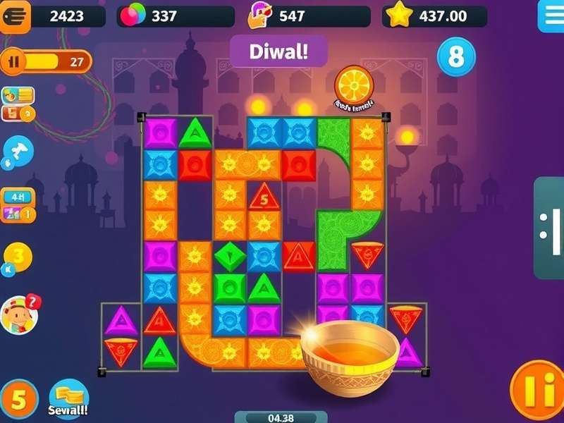 Mumbai Moves Magic gameplay screenshot showing colorful puzzle elements