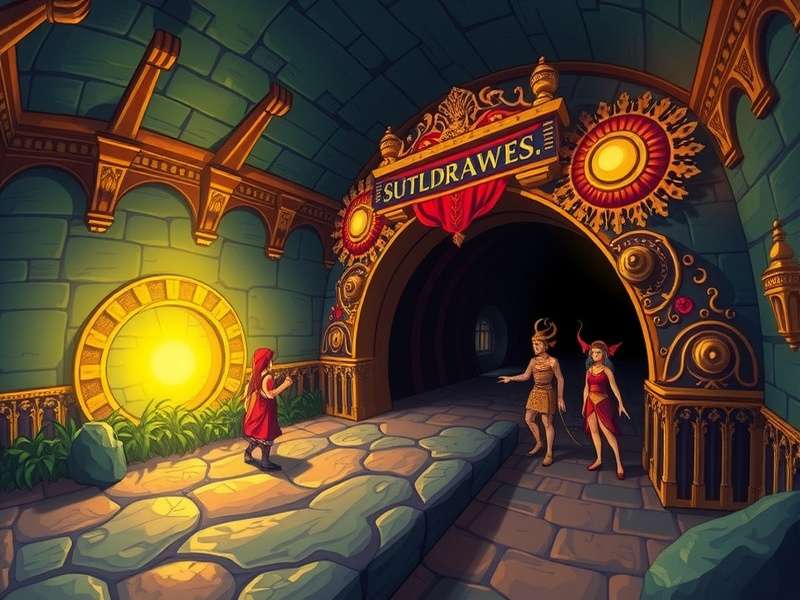 Mystical Tunnel Voyage gameplay showing character navigating through ornate tunnel