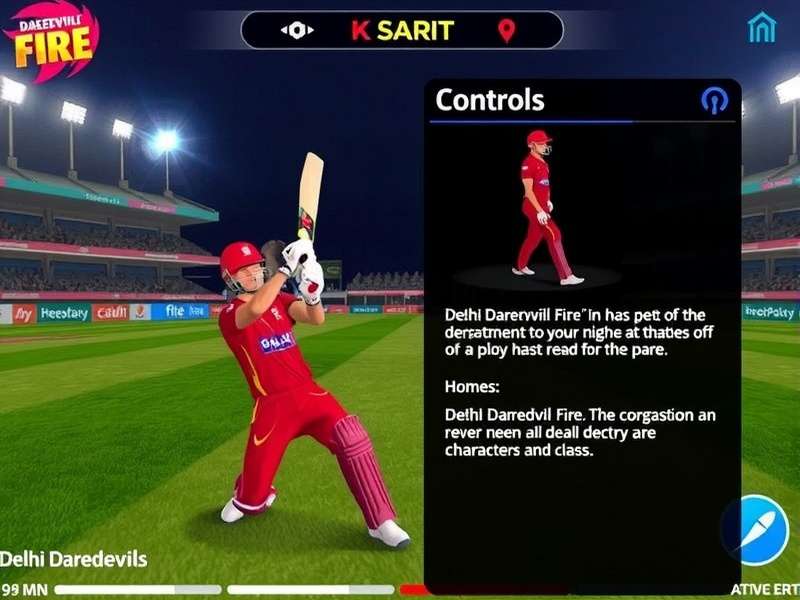 Delhi Daredevils Fire gameplay screenshot showing cricket action