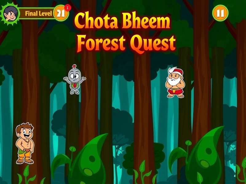 Chhota Bheem Forest Quest gameplay screenshot showing forest environment