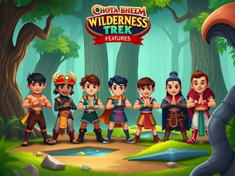 Chhota Bheem Wilderness Trek gameplay screenshot showing characters in forest environment