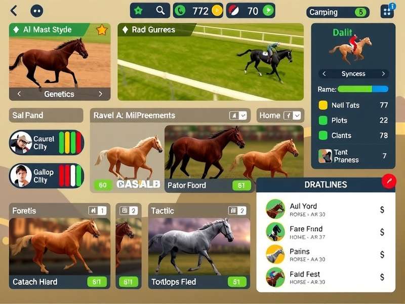 Prism Gallop Glory breeding interface showing horse genetics
