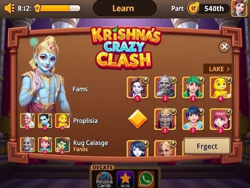 Krishna S Crazy Clash Character Selection Screen