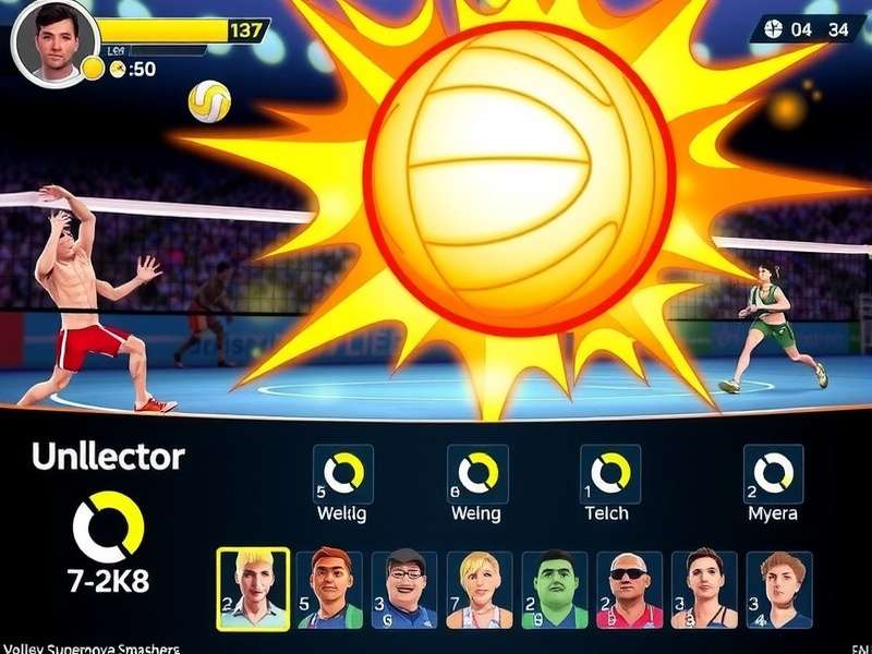 Volley Supernova Smashers gameplay screenshot showing intense volleyball action