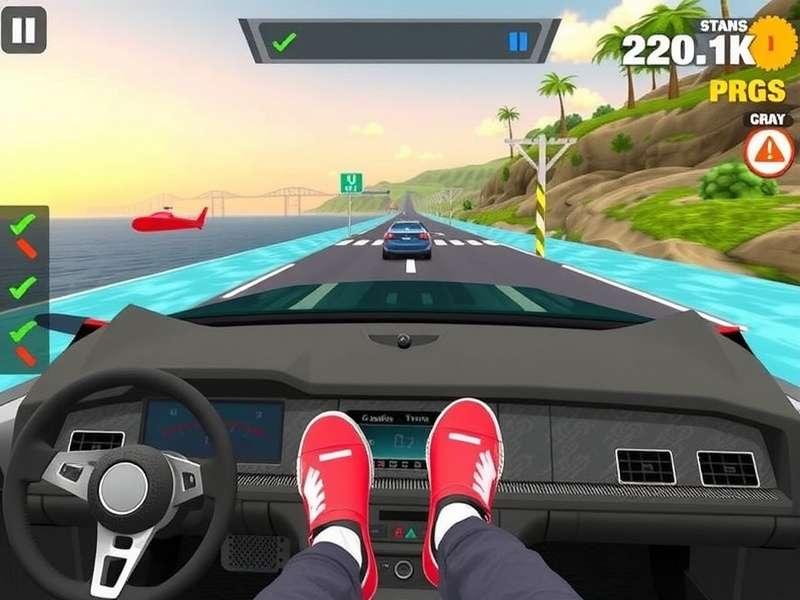 Cumin Coast Cruise gameplay screenshot showing coastal driving
