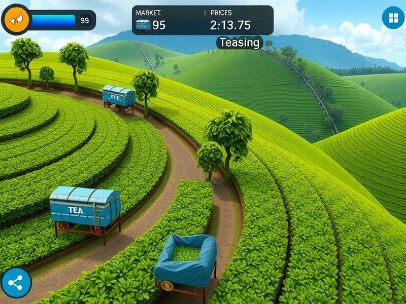 Tea Plantation Pro gameplay screenshot showing lush green tea gardens