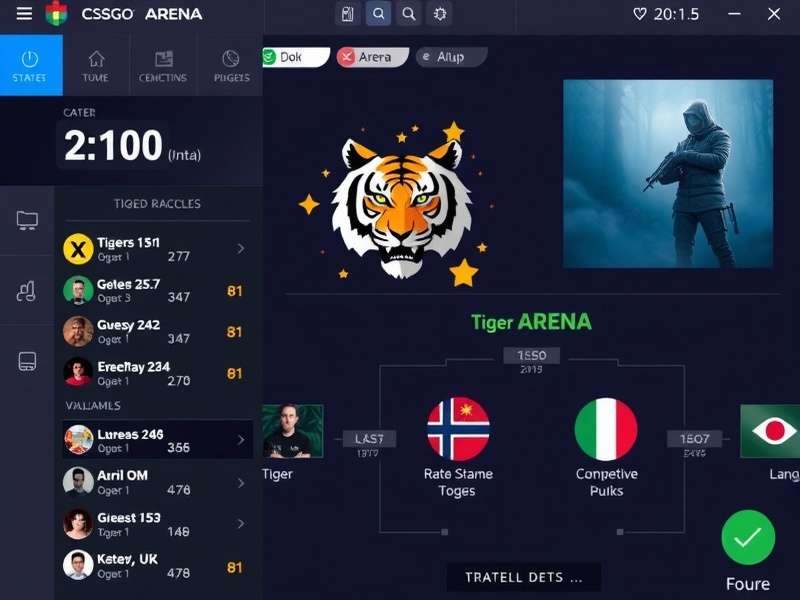 Tiger CSGO Arena tournament bracket showing competitive matchups