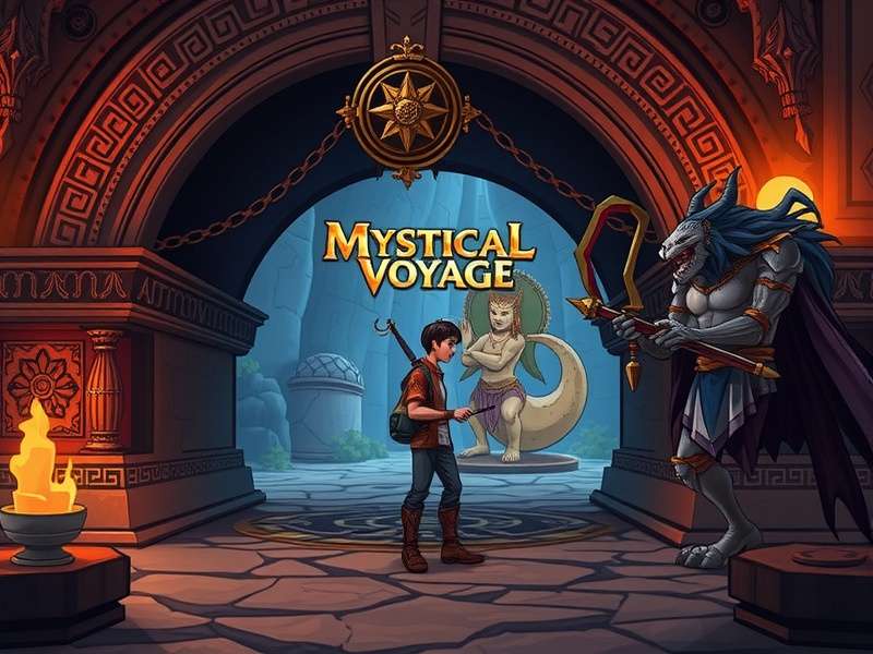 Mystical Tunnel Voyage character lineup showing protagonist and mythological beings