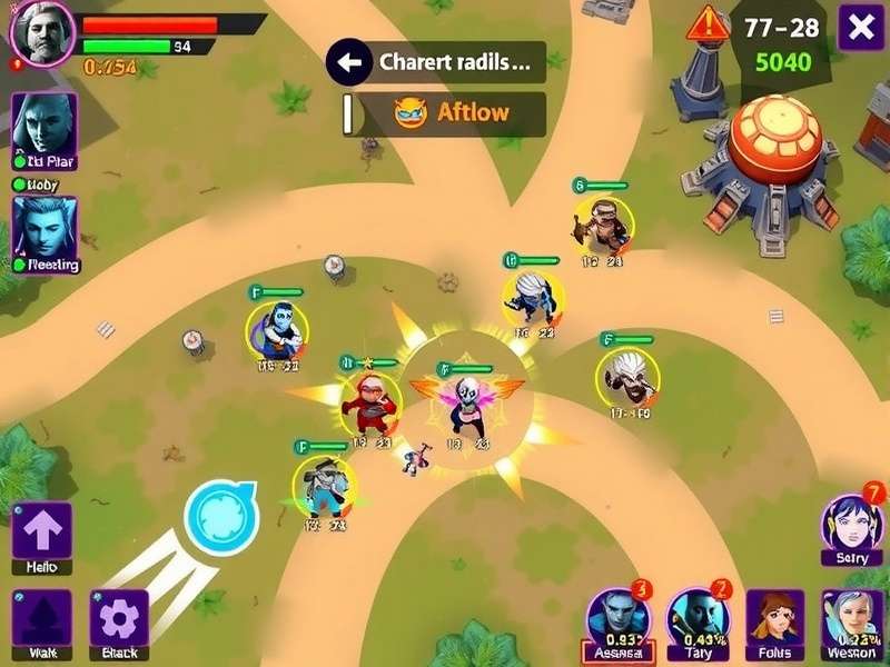 Blitz Blast gameplay screenshot showing character selection and battlefield