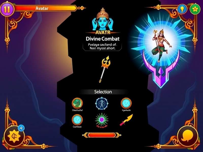 Vishnu Quest Divine Journey gameplay screenshot showing divine combat