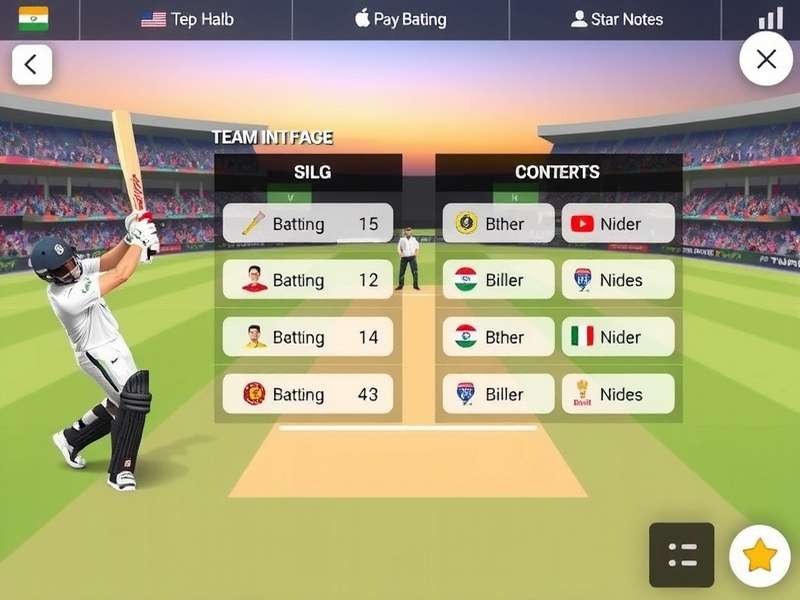 Super Indian Cricket gameplay screenshot showing batting interface