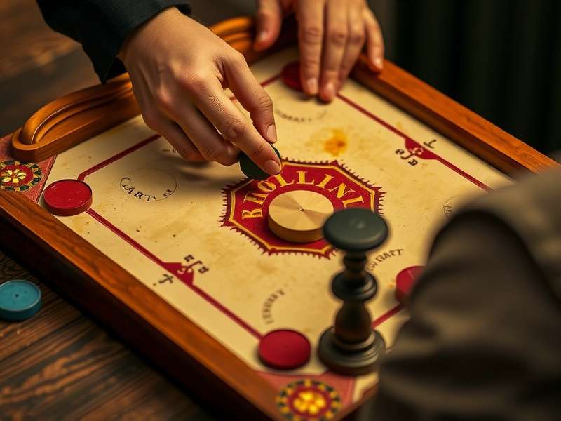 Professional carrom player executing a precise shot