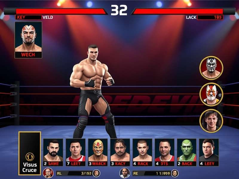 Wrestling Daredevil gameplay screenshot showing intense wrestling action