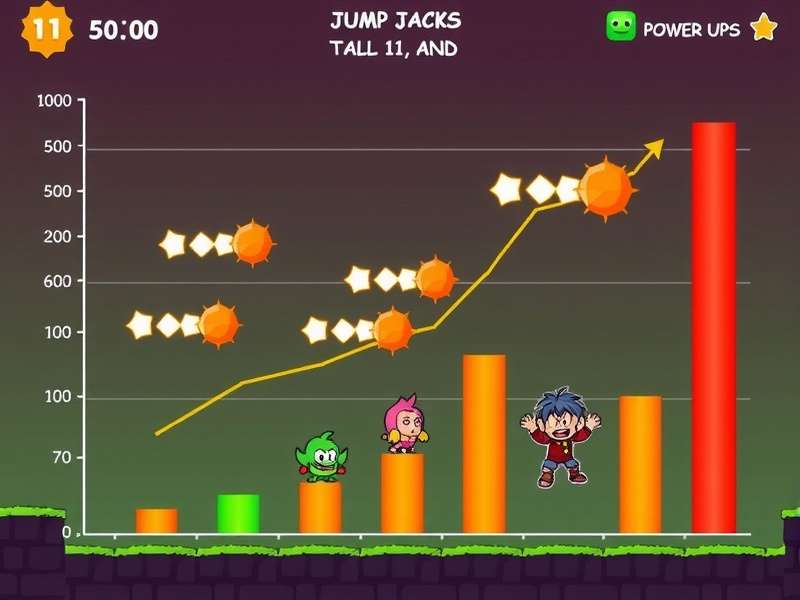 Early development screenshots of Jump Jacks game