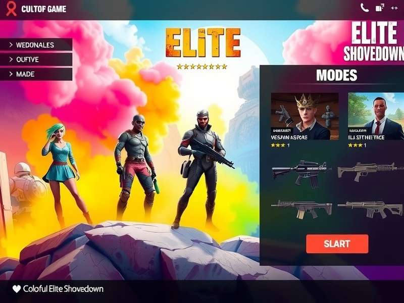 Colorful Elite Showdown game modes selection screen
