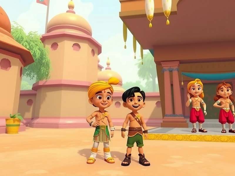 Chhota Bheem Treasure Hunt characters standing together in Dholakpur