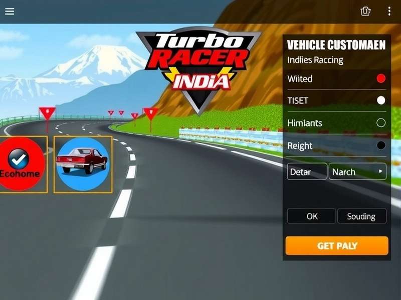 Turbo Racer India gameplay screenshot showing Indian city racing