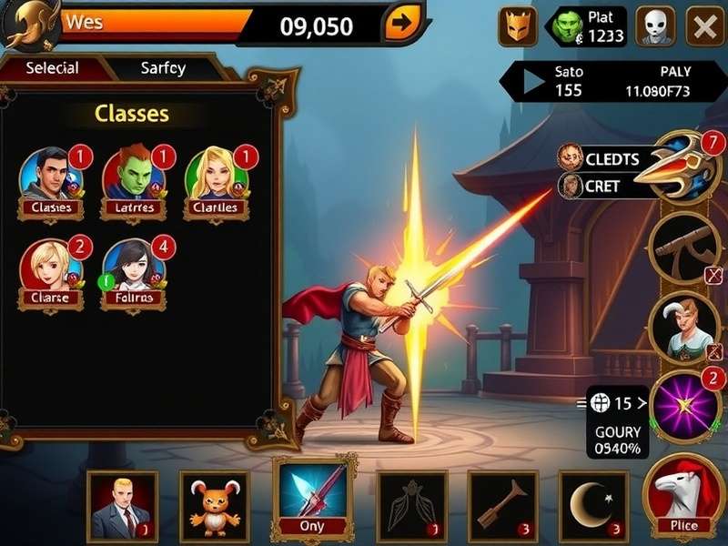 Warrior Mighty Saga combat scene showing special moves and effects