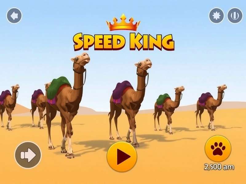 Camel Speed King gameplay screenshot showing desert racing