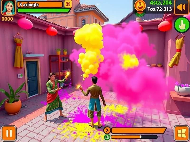 Radiant Holi Party gameplay showing colorful celebration