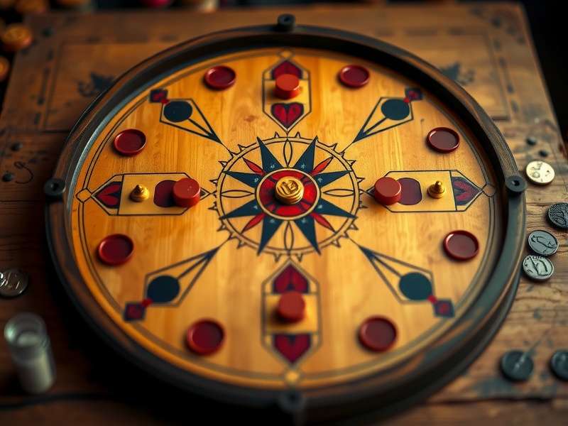 Historical carrom board from early 20th century