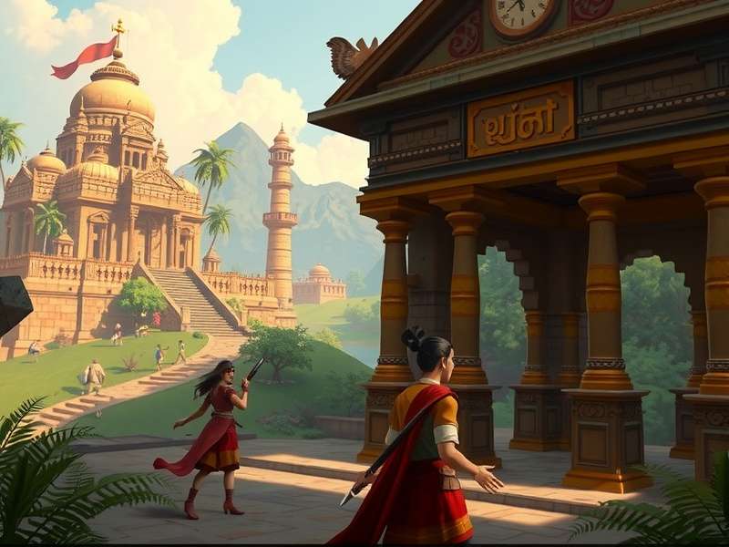 Mystic Saffron Expedition gameplay screenshot showing ancient Indian temple exploration