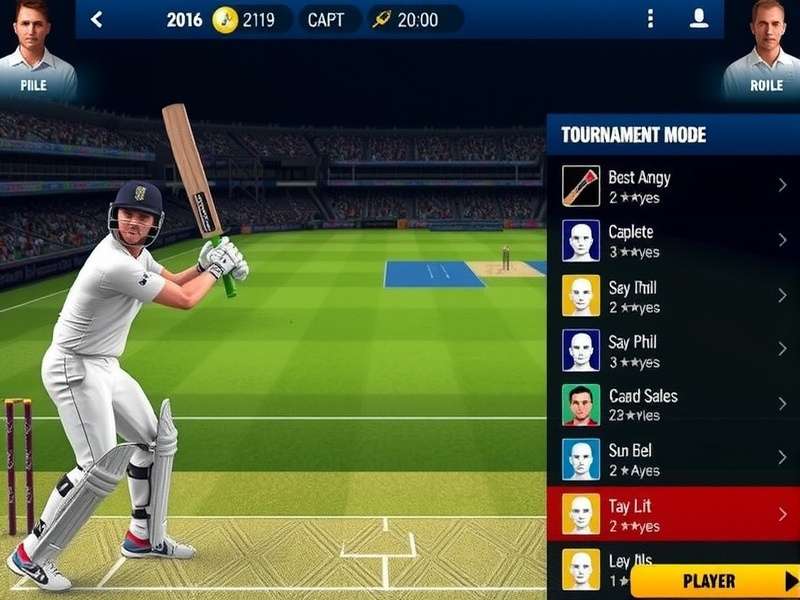 Cricket Grandmasters tournament mode interface