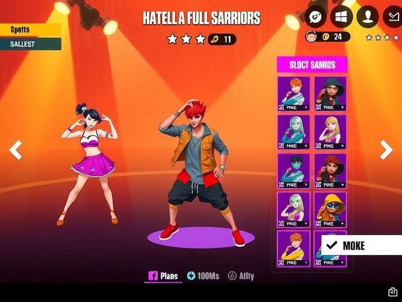 Dance Royale Warriors character selection screen