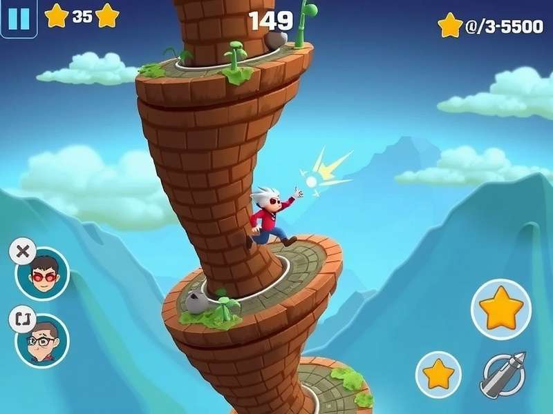 India Helix Run gameplay screenshot showing character running on helix tower