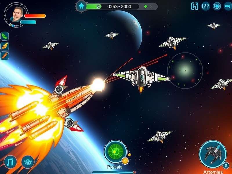 Space Stormers gameplay screenshot showing spaceship combat