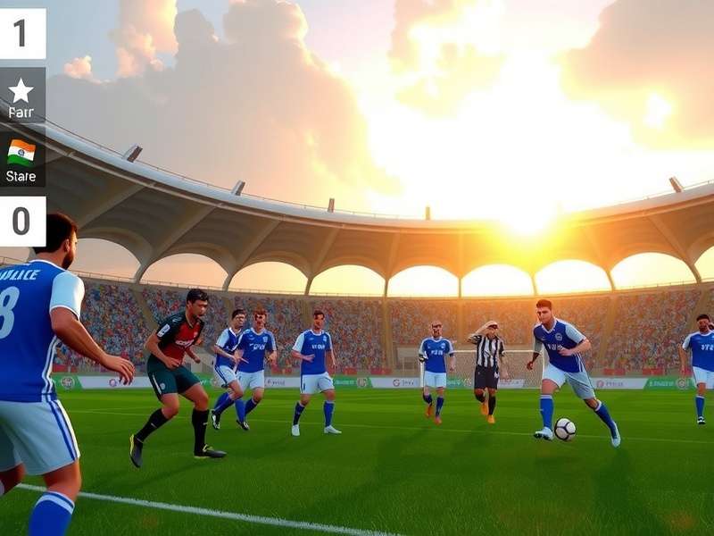 FIFA Indian Victory gameplay screenshot showing Indian team in action