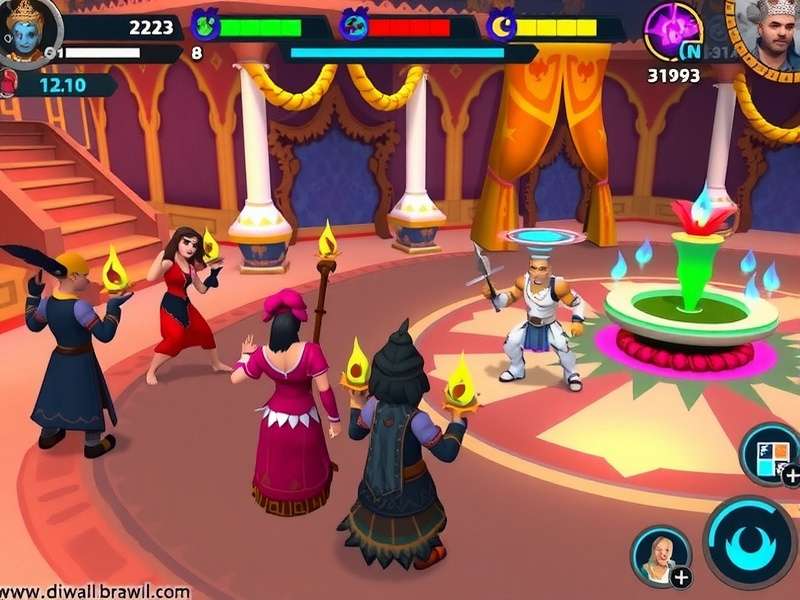 Diwali Brawl Fest gameplay screenshot showing characters in festival environment