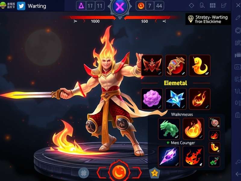 Incandescent Warrior strategy guide showing elemental weaknesses