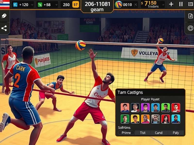Punjab Volley Supremes gameplay screenshot showing intense volleyball action