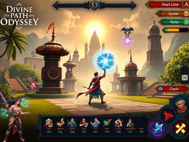 Divine Path Odyssey combat scene showing magical abilities and special effects