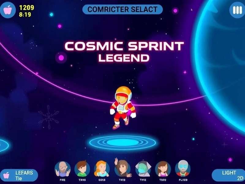Cosmic Sprint Legend gameplay screenshot showing character running through space