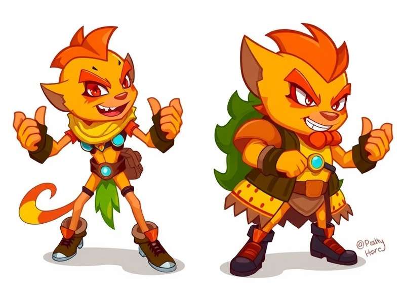 Dashy Ginger Hero character design evolution