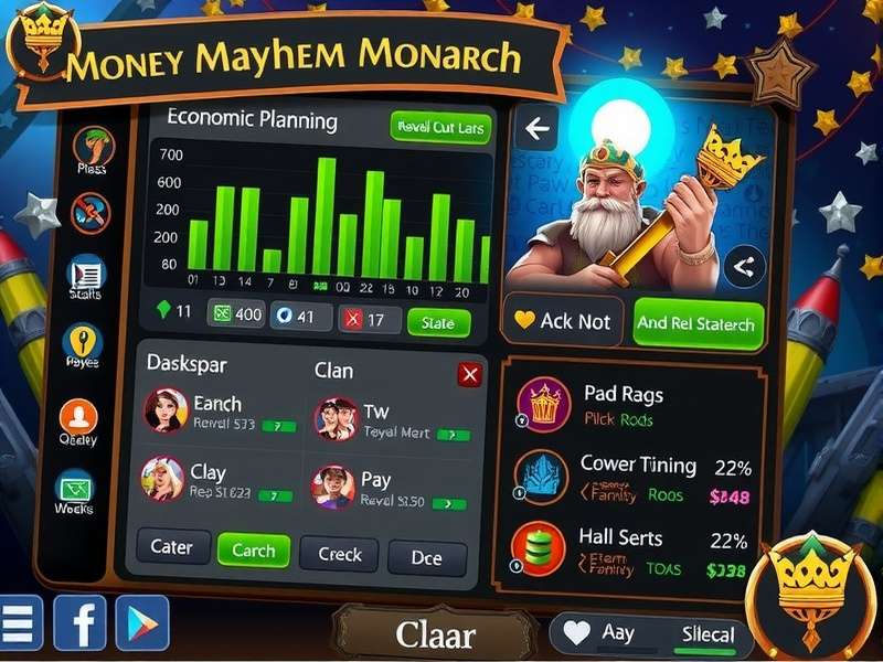 Money Mayhem Monarch clan interface showing team collaboration