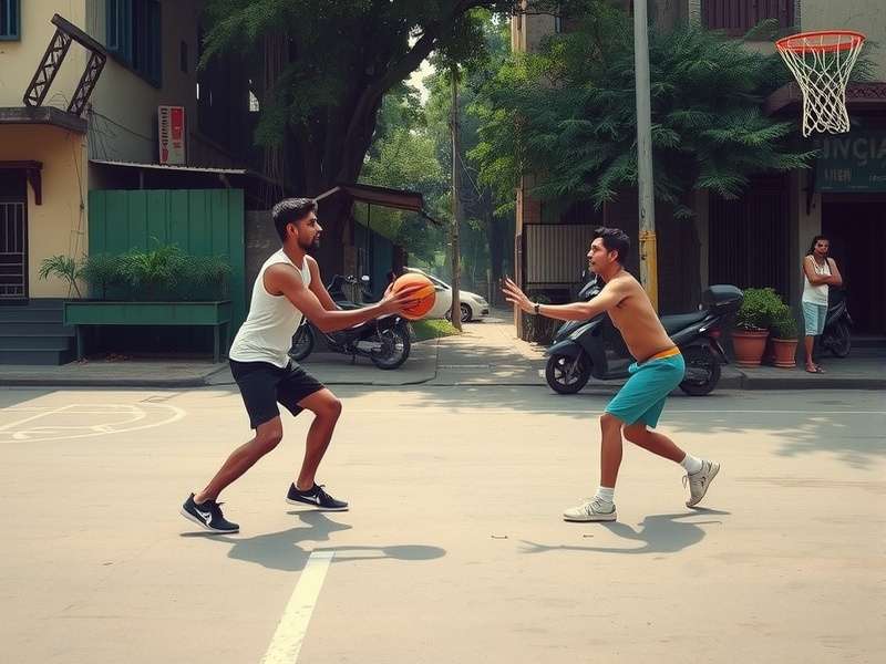 Early Indian Ghetto Ball Pro game in Delhi neighborhood
