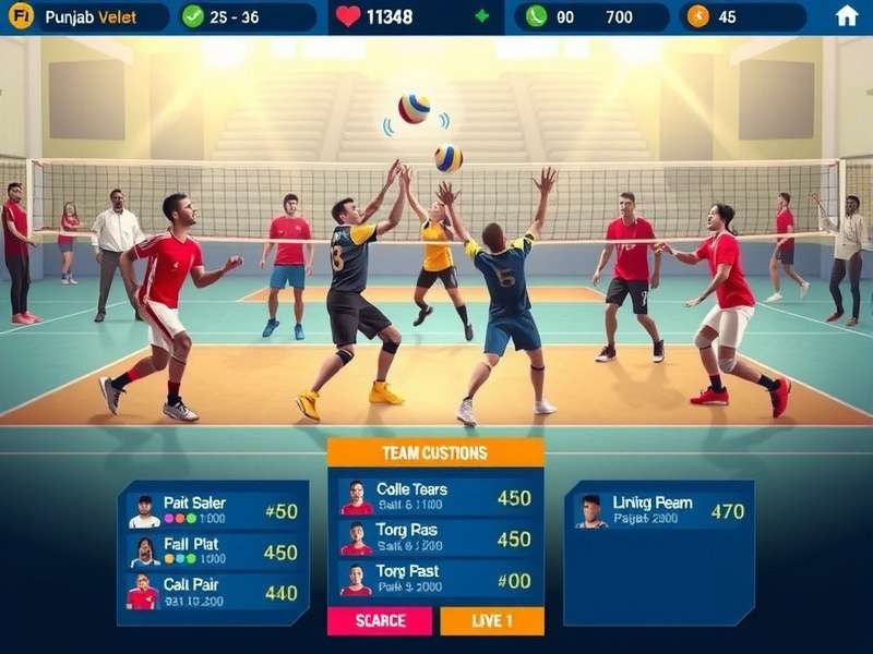 Punjab Volley Supremes team customization interface showing diverse player options