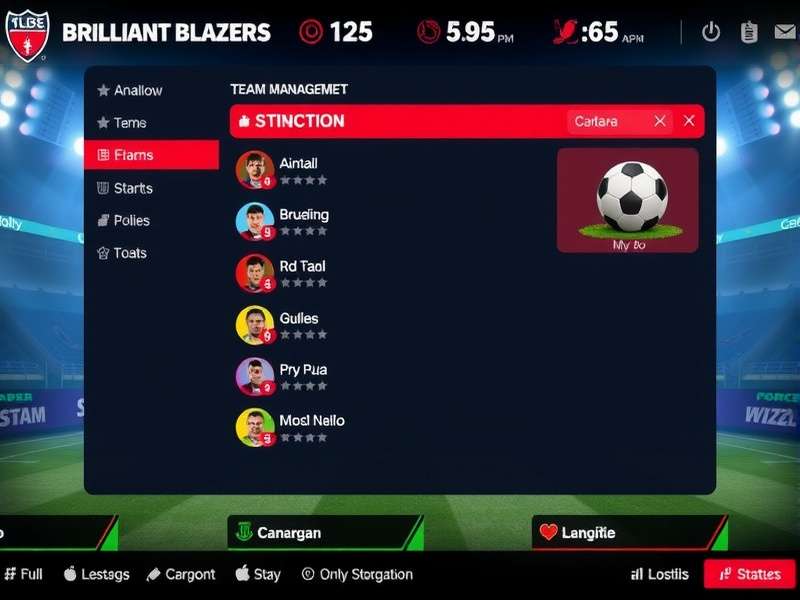 Margao Brilliant Blazers gameplay interface showing team management