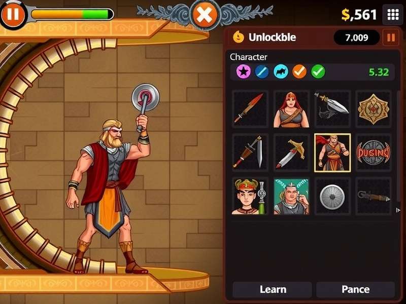 India Helix Rush Gladiator character progression screen showing unlockable items