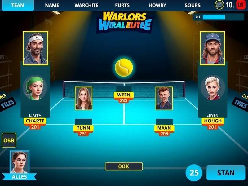 Tennis Warlord Elite gameplay screenshot showing character selection