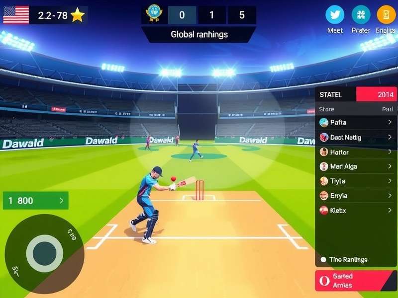 Ultimate Cricket Stars gameplay screenshot showing batting action