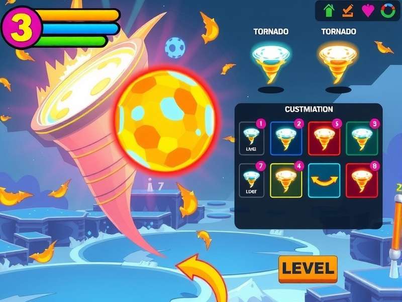 Tornado Blast King character customization and tornado selection screen