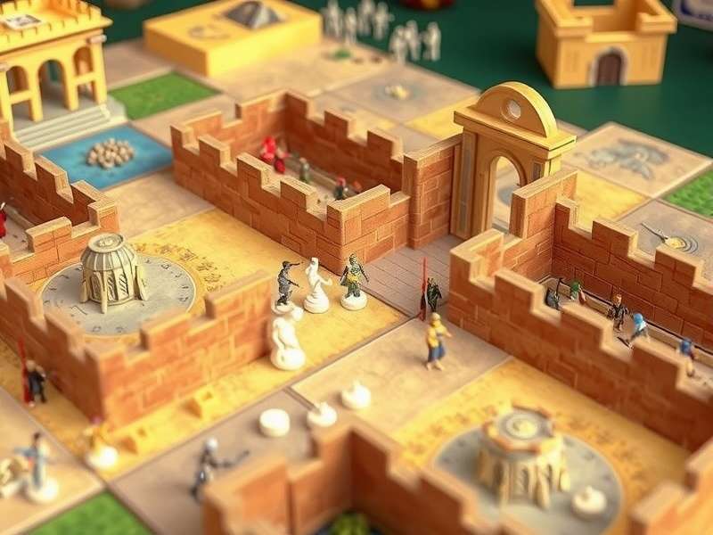 Ancient Herculean Walls game board with pieces