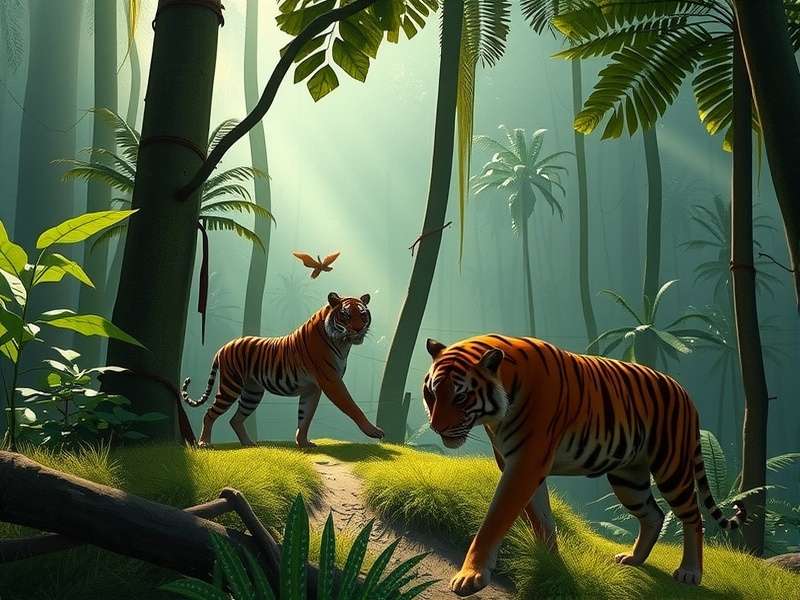 Tiger Trail Challenge gameplay screenshot showing jungle environment
