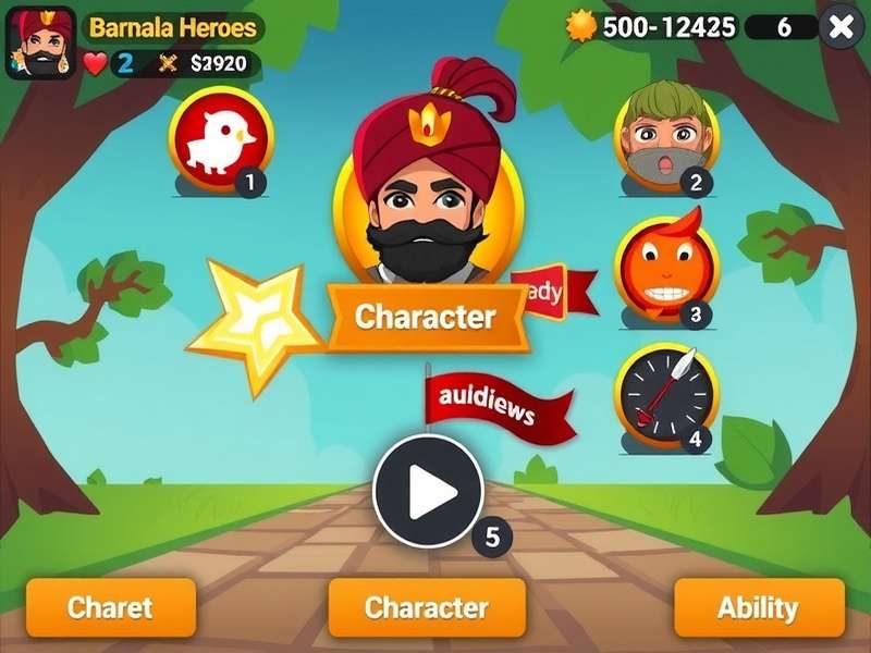 Barnala Heroes character selection screen