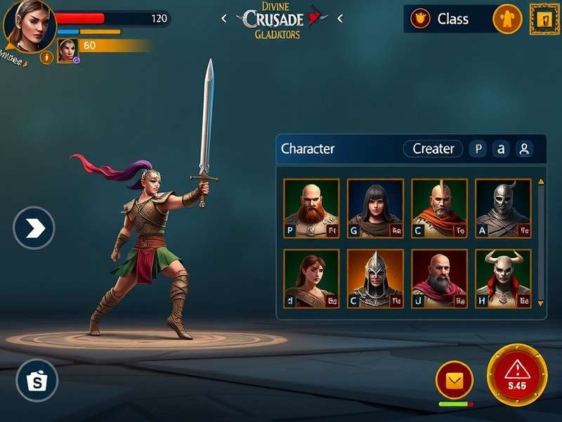 Divine Crusade Gladiators gameplay screenshot showing character combat